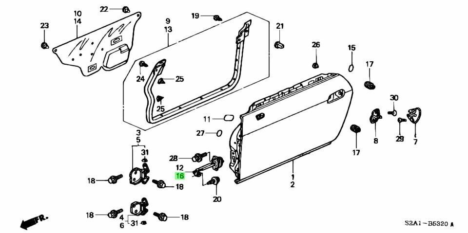 Honda OEM 97-01 Prelude-door Check Left 72380S30003 for sale