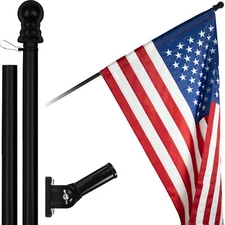 NEW G128 USA Flag & Flagpole Set, 5FT Black Pole and 2.5x4 FT Emb PS Flag