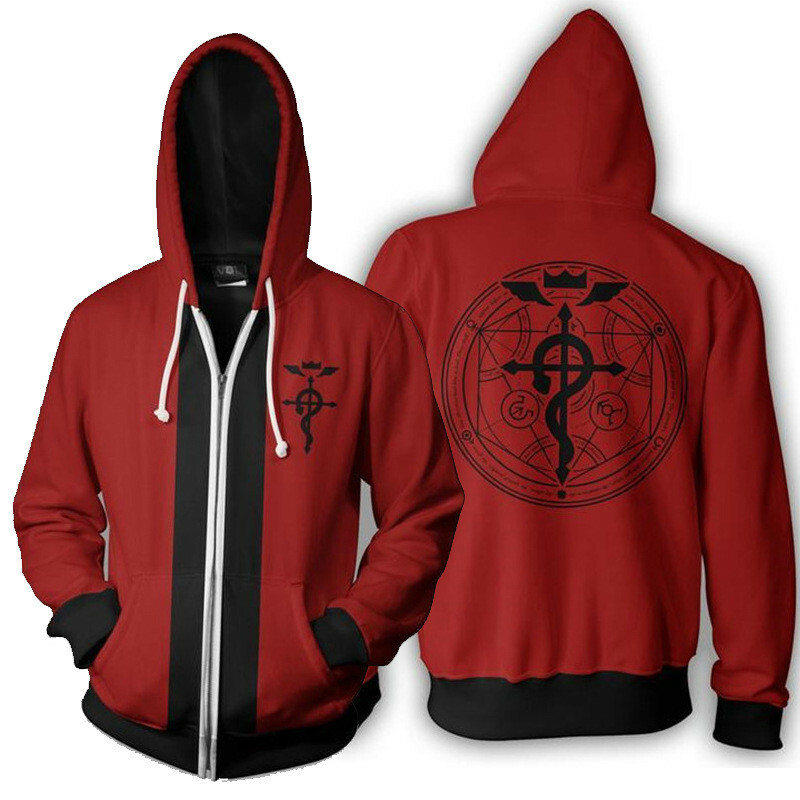 Fullmetal Alchemist Edward Elric 3D Print Hoodie Full Zip Sweatshirt Coat  Jacket | eBay