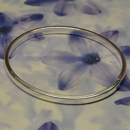 Dolly-Bijoux Bracelet Jonc Creux Ouvrable Ovale 60-50/4mm Argent Massif 925 - Picture 3 of 3