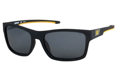 Caterpillar Cat Coder Black Sunglasses, Rubberized matte black, Solid smoke