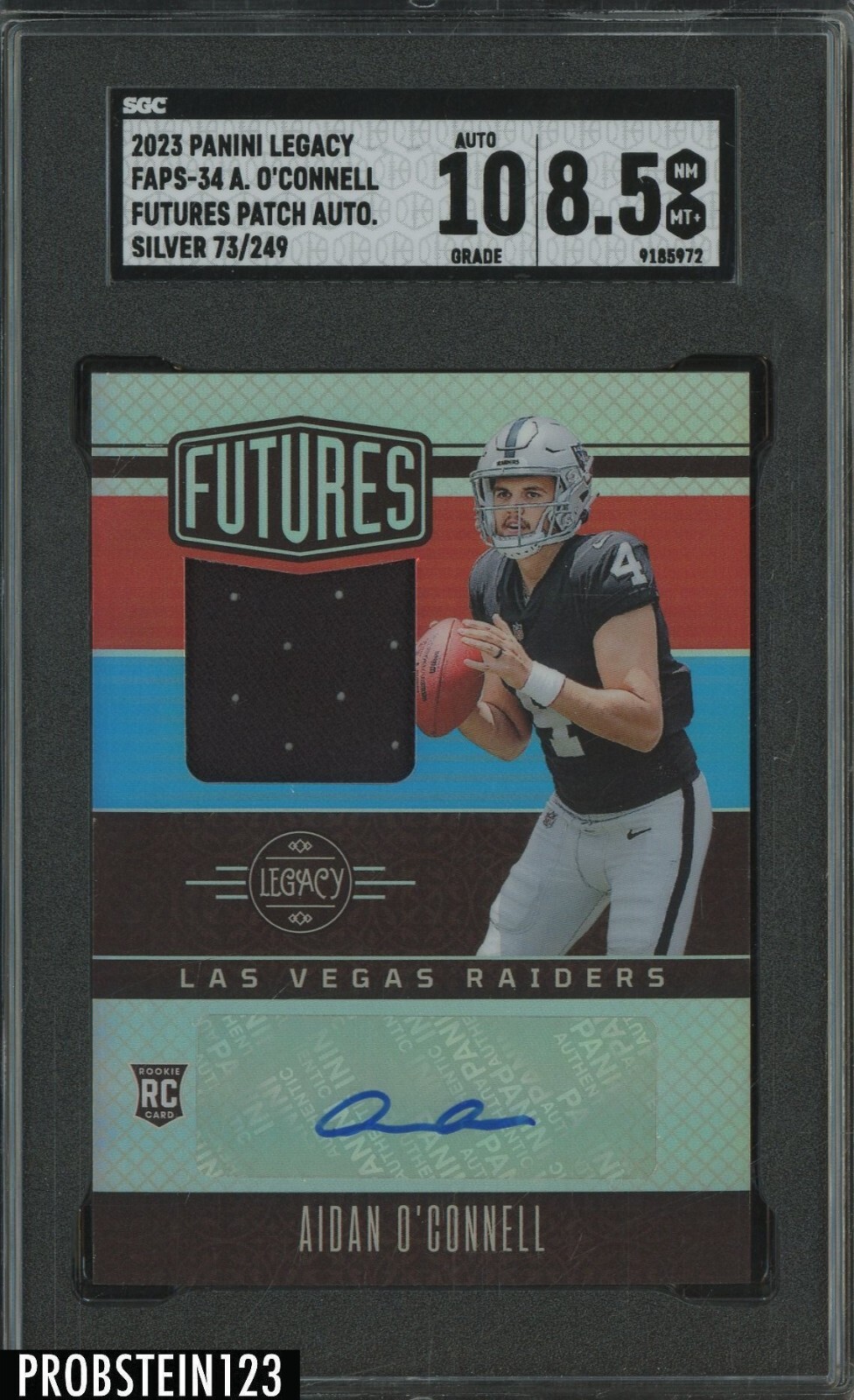 Aidan O'Connell Panini Legacy Futures Patch Autograph #FAPS34 Base
