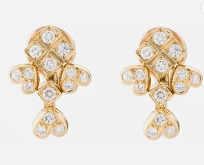 Chaumet Paris Swaying Heart Brilliant Diamond 18K Yellow Gold Clip-on Earrings