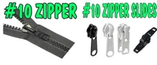 #10 CHAIN YKK  UPHOLSTERY ZIPPER & SLIDES-YOU CHOOSE HEAVY DUTY MARINE