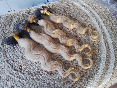 20+20+20+20 ZOLL 400g BRASILIANISCHES MENSCHLICHES HAAR KÖRPERWELLE KARMEL ASCHBLOND FARBE 10#