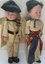 Vintage Lidova Tvorba 1950's Czech Celluloid Folklore Boy Dolls Pair