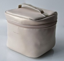 New Shiseido Faux Beige Leather Makeup / Cosmetic Bag Size L 5.5" W 5.5" H 5.5"