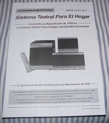USER MANUAL for DURABRAND HT-3917 Home Theater System (Spanish Version) 