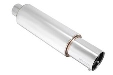 Megan Racing 3.5 S-n1 Stainless Chrome Tip Muffler 2.5 Inlet Small Canister Megan Racing 3.5 S-n1 Stainless Chrome Tip Muffler 2.5 Inlet Small Canister
