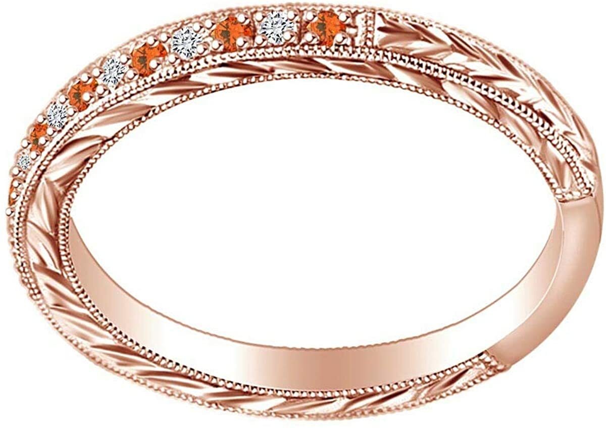 Round Citrine Wheat Vintage Wedding Band Ring in Sterling Silver-image