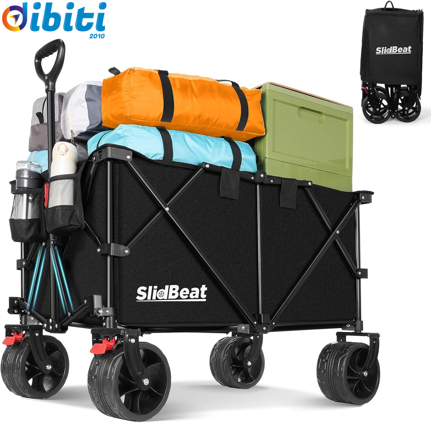 Carrello da Giardino Pieghevole 220L: Carrello Spiaggia Ruote Grandi