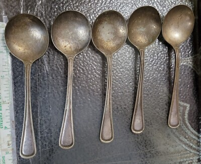 Wm A. Rogers Hotel Plate American President Lines 5.75'' Round Soup Spoon Set Of5