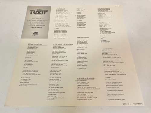 Ratt The Video 1985 Laserdisc LD Japan Hard Rock 05JL-50101 W/Insert - Picture 3 of 4