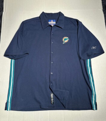 miami dolphins dress shirt Big & Tall Miami Dolphins Throwback Logo Linen Short Sleeve 4 Pocket Guayabera