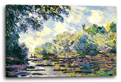 Lein-Wand-Bild Kunstdruck: Claude Monet Ausschnitt der Seine nahe Giverny