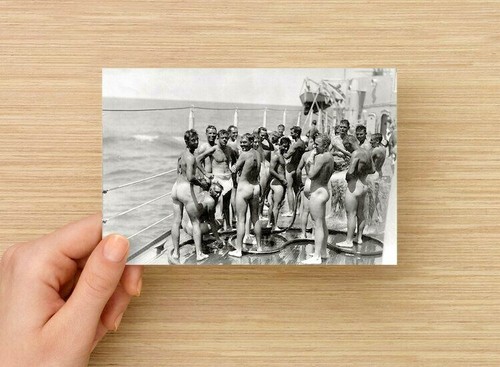 POSTCARD Print / Nude sailors group shower on ship | eBay