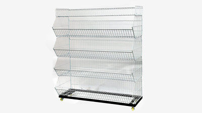 48'' Retail Display 5 Tier Wire Grid Shelf Merchandise Rack Stand with Wheels