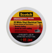Scotch 35 WHITE Vinyl ELECTRICAL TAPE Professional 3/4" W x 66 ft. L 10828-DL-2W