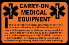 Personalized Safety Orange Carry-On Medical Equipment Luggage/Bag Tag