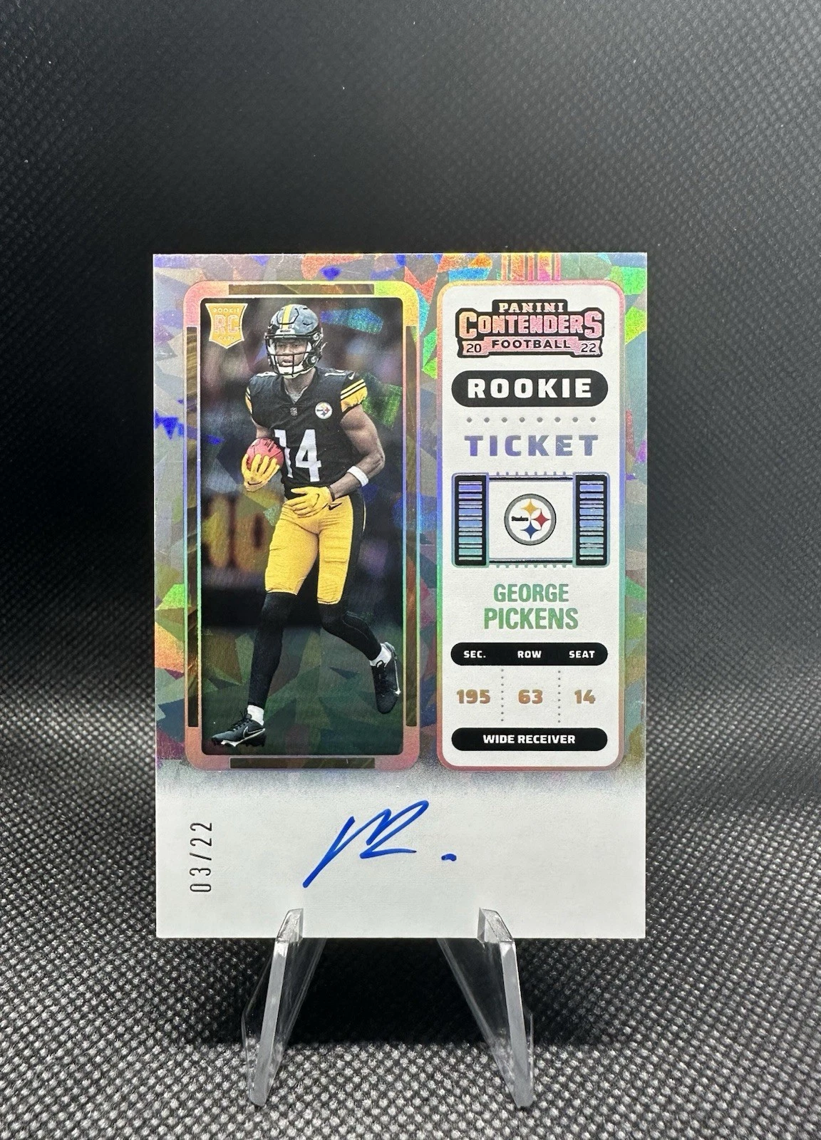 2022 Contenders George Pickens Rookie Cracked Ice Auto /22 Cowboys