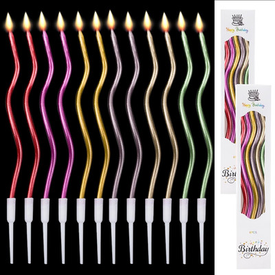 12er Pack Spiral Tortenkerzen, Spiral Birthday Cake Candles, Cupcake Kerzen für 