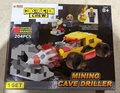 Block Tech Construction Crew Mining Cave Driller Building Set Sealed 204 Pieces 