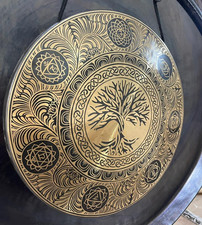 40CM Tree of Life & 7 Chakra Carved Gong &ndash; Sacred Energy Healing Instrument Gong
