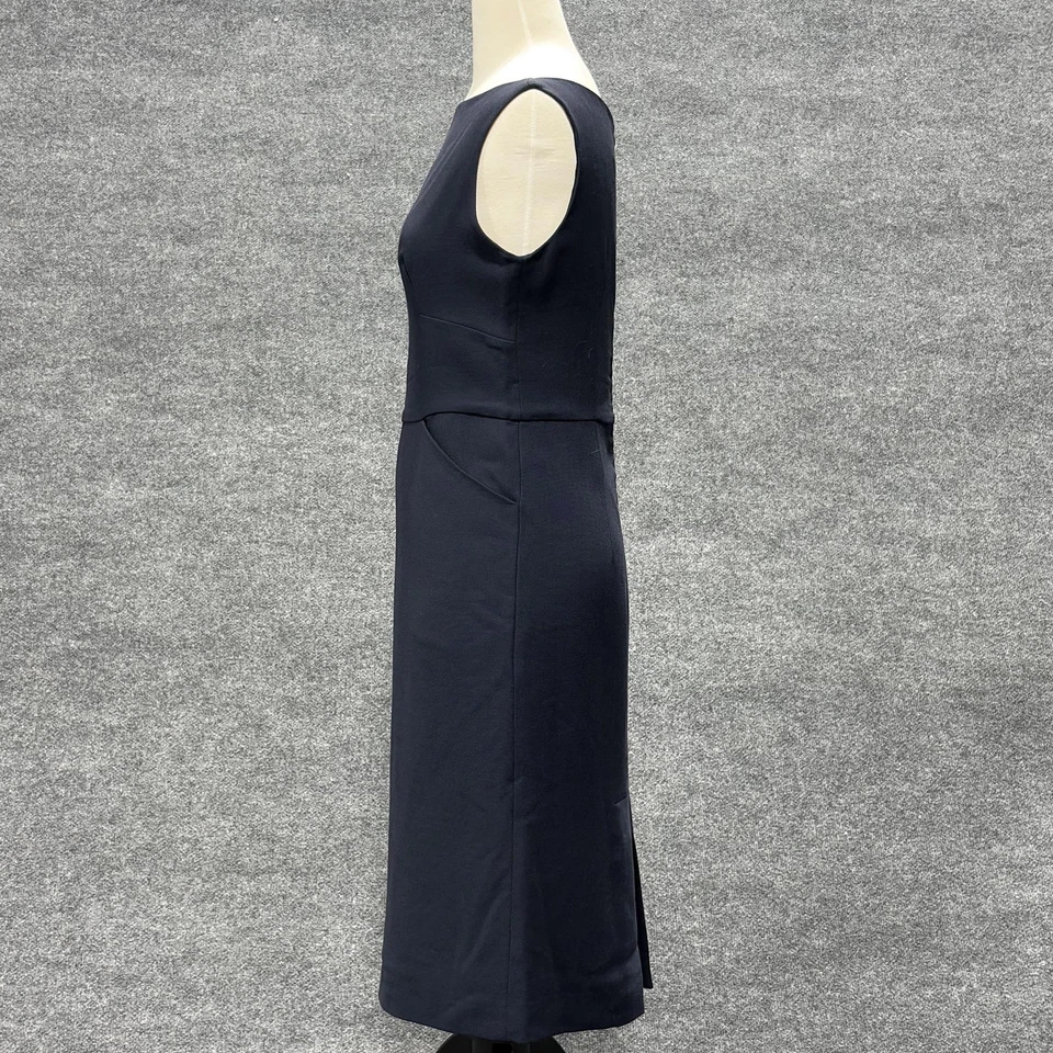 Barneys New York Dress Womens 42 Large Navy Sheath Sleeveless Wool Silk Italy - Image 4 of 4