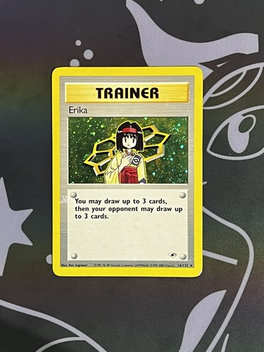 Pokemon TCG Erika 016/132 Gym Heroes Unlimited Holo Rare (MP/HP)