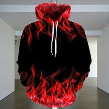 Colorful Flame Hoodie Men Women 3D Fire Printed Hooded Pullover Unisex S-5XL
