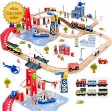 117Pcs Wooden Train Tracks Lot Railway Pieces Set Play for Thomas the Train Brio