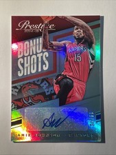 2014 Prestige Bonus Shot Blue Amir Johnson Auto Toronto Raptors Clippers /75