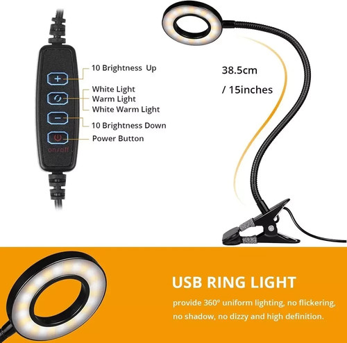 LED USB Rechargeable Clamp Clip On Flexible Desk Light Bed Read Table Night Lamp - Picture 6 of 8