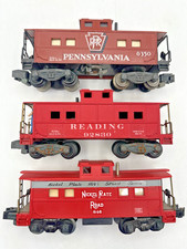 Lot of 3 Custom Decorated American Flyer S Gauge Cabooses - Pennsy/Reading/NKP
