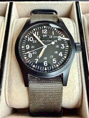 HAMILTON Khaki Field Mechanical 38mm Handaufzug Schwarz PVD Flieger-/Militäruhr