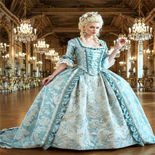 18th Century Robe A La Francaise Blue Roco Dress Marie Antoinette French Royal