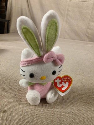 Ty Beanie Babies Hello Kitty Pink Green Easter Bunny Plush''4''