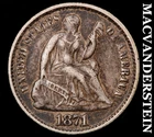 1871 Silver Seated Liberty Half Dime - Scarce  Better Date  No Reserve  #J8516