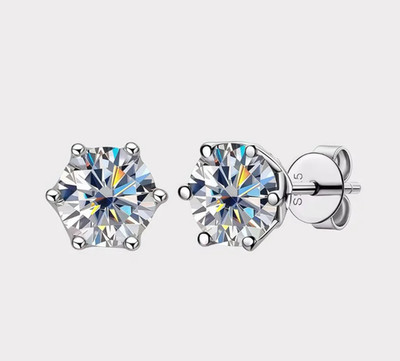 NEED GONE, VVS1 Stud Earrings Never Been Worn Moissanite 925 Silver, 1ct & 0.5ct