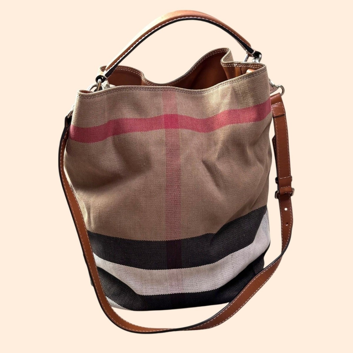 Burberry Check Canvas Bucket Bag