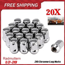 20 Stück Chrom Radmuttern Kegelbund geschlossen 1/2 Zollx20 Für Ford Dodge Jeep