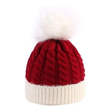 Christmas Santa Hat for Toddler Baby Soft Warm Baby Beanie Knit Hat Red