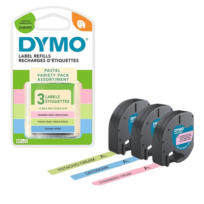 Dymo LT Label Refill Pastel Variety Pack 3 - Pink / Light Green / Light Blue