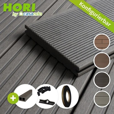 HORI BPC WPC Terrassendielen Komplettset mit Unterkonstruktion Terrassenboden