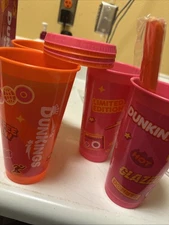 Dunkin' DunKings 24 oz Reusable Cold Cups, 4-Pack with Lids and Straws