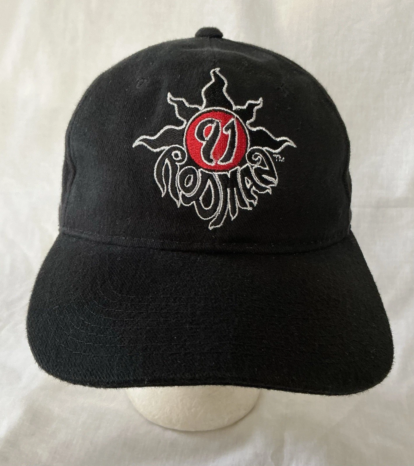 VTG 90s Dennis Rodman Converse Strapback Hat Sun Logo Black EXC Chicago Bulls 91