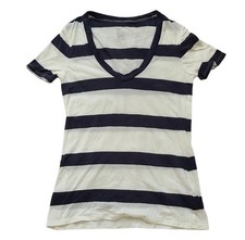 Gap Striped Top Women's Small Navy Blue White T-Shirt Preppy Nautical Old Money