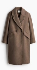 H&M Double Breasted Coat Dark Beige Size Small - 1170404008