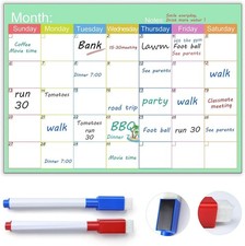 Whiteboard Calendar, Reusable A3 Monthly Planner Magnetic with 2 Dry Erase Mark