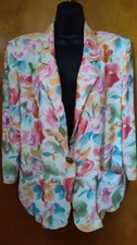 Woman's Vintage Size 10 Requirements Bottom Down Floral Blazer With Pockets